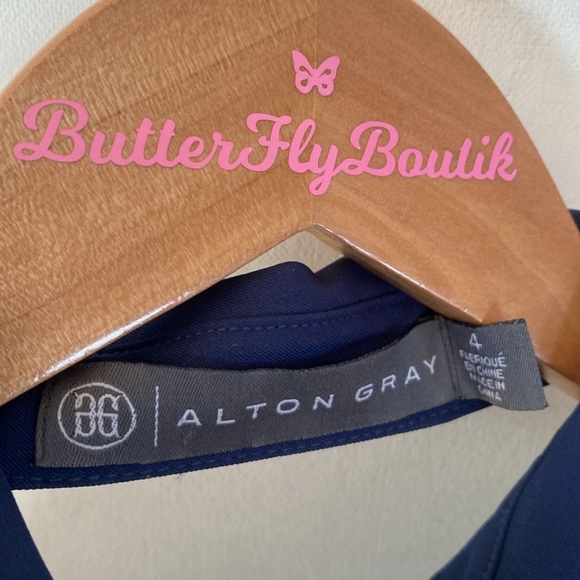 (A9) Alton Gray keyhole back Navy Blue shirtdress with pockets, Size 4 - Picture 5 of 14